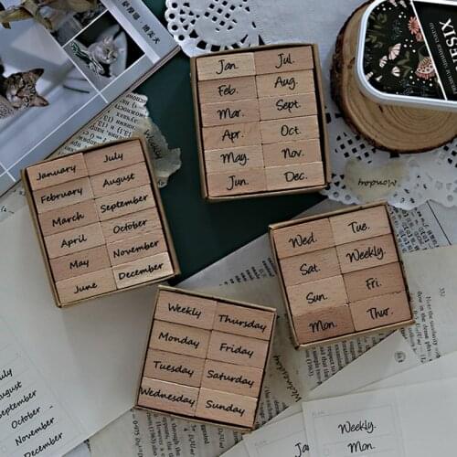 Box Package Chinese Character Days Number Wood Stamp For Stationery DIY Scrapbooking Rubber Card Making Album Decoroation Crafts