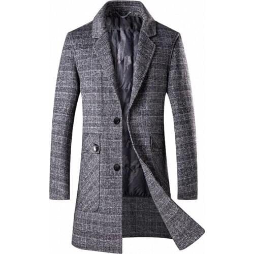 Khaki/Gray Double-sided Woolen Coat Mens Autumn and Winter Outfit Detachable Liner Cashmere Thick Coat