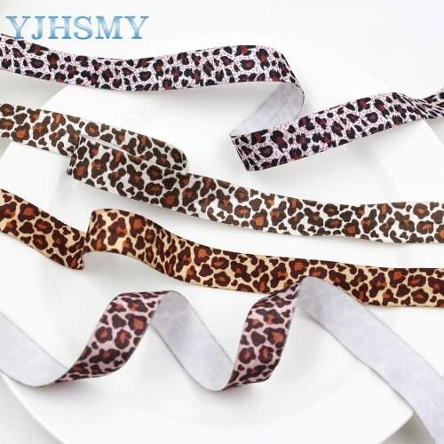 E-20421-655 16mmLeopard printing Elastic Ribbon Printed, DIY handmade accessories, packaging decorative ribbon