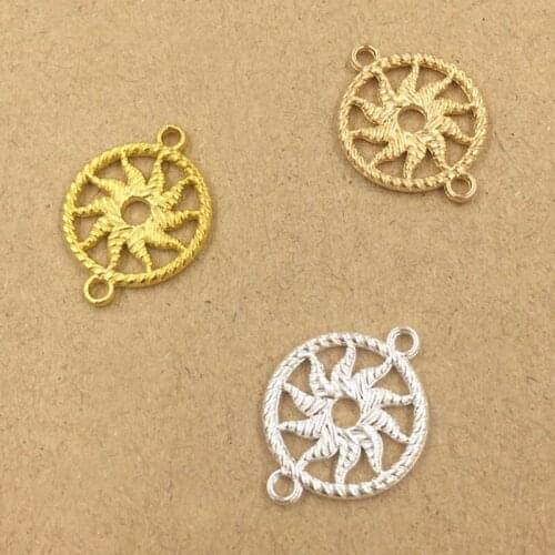 Filigree Metal Circle Flower Connectors Charms Crafts for Women Statement Earring Hanging Dangle Earrings Making Bracelet Making