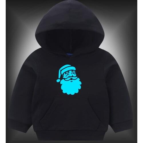 Merry Christmas Santa Claus Fluorescent Luminous Hoody Sweatshirt Children Children Hoodies Boy Girls Warm Hoodie