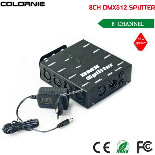 Free shipping HOT sale DMX 8 Channel DMX Splitter DMX512 Light Stage Lights Signal Amplifier Splitter 8 way DMX Distributor
