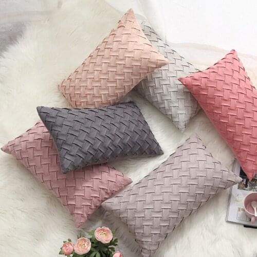 Ins Nordic Pure Color Hand Woven Home Decore Suede Fabric Living Room Decoration Pillow