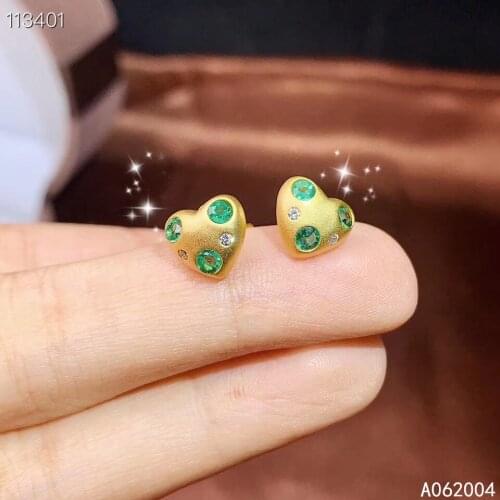 KJJEAXCMY Fine Jewelry 925 sterling silver inlaid natural Emerald female earrings Ear studs noble support test hot selling