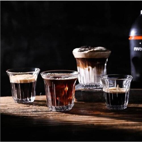 Espresso Glass Cup Transparent Crystal Glasses Whiskey Vodka Shot Glass Heat-Resistant Anti-Scald Coffee Mugs 95/120/150/200ml