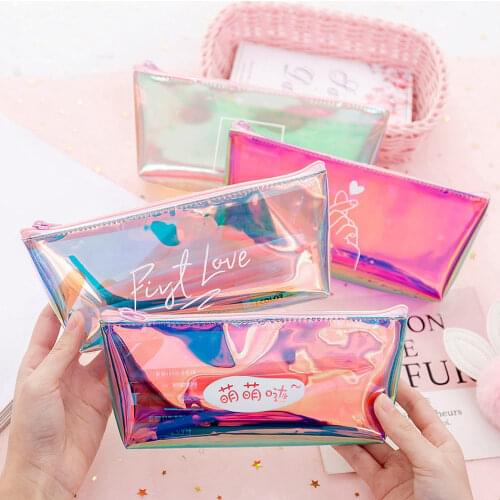 Fashion PVC Transparent Cosmetic Bag Women Girls Makeup Bags Student Pencil Case Fashion Travel Organizer Toiletry Make Up Pouch