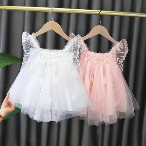 Summer Child Baby Girls Sweet Bow Dress Flying Sleeve Fashion Flower Princess Party Dress Kids