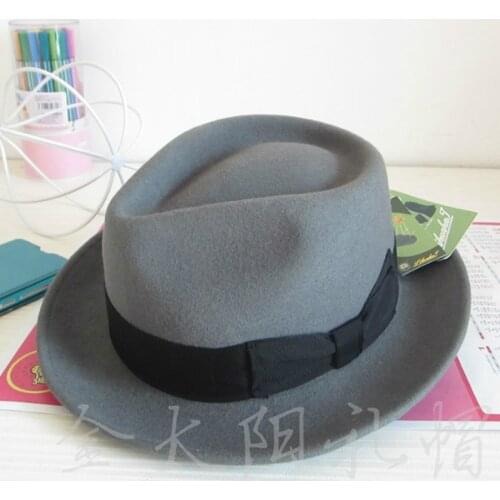 LIHUA Brand trilby hat 100% wool Bowler Hat 2017 Party Fashion felt hat Gray color mens fedora hat