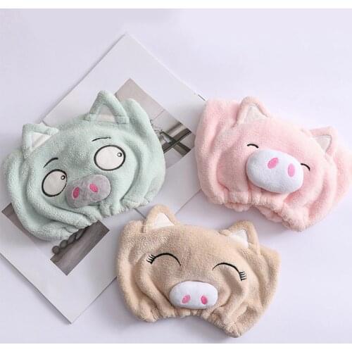 Cute Cartoon Pig Cap Microfiber Hair Turban Quickly Dry Hair Hat Wrapped Towel Bathing Cap Cute Girl Shower Hair Cap Bonnet
