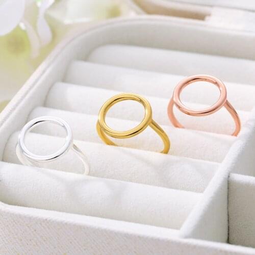 Minimalist Circle Rings For Women men Charm Jewelry Adjustable Stainless Steel Retro Geometric Knuckle Round Rings Gift 2020