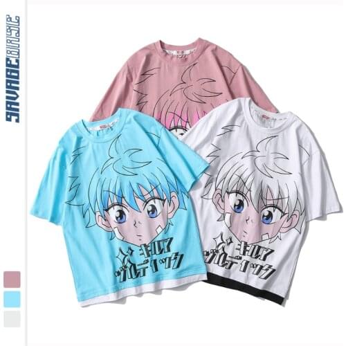 Japanese Style Men 's Clothing 2021 Summer New Short Sleeve Top Teenagers Cartoon Anime Print Men and Women Couple T- Shirt