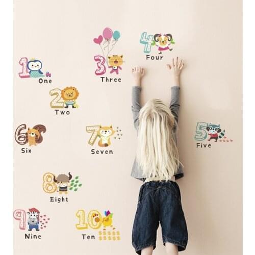 Animal english number wall sticker for kids room decoration wall decals alphabet children birthday gift