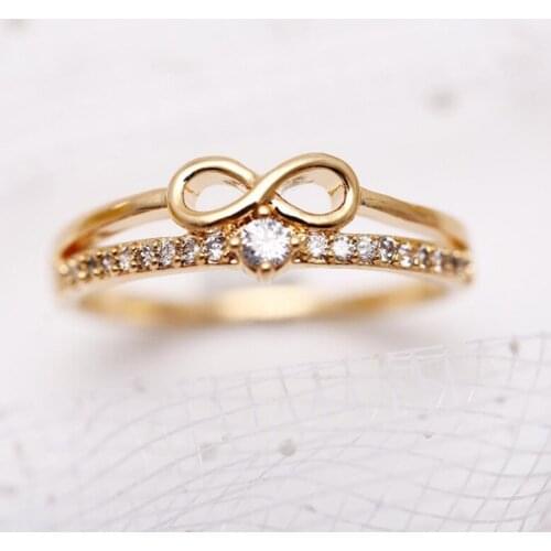 Exquisite Gold Infinity Promise Rings Bridal Wedding Band Engagement Ring Zircon Crystal Rings Lovers Gifts Jewelry