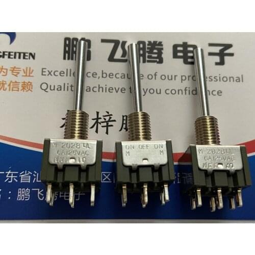 Original new 100% M-2028L/L toggle switch 6pin 3 gear bilateral left and right self reset rocker arm long handle 6A