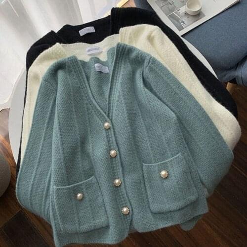 Autumn Women Sweater Cardigans Loose Oversize V Neck Knit Button Cardigans Girls Outwear Korean Chic Tops Suete Mujer Knitwear