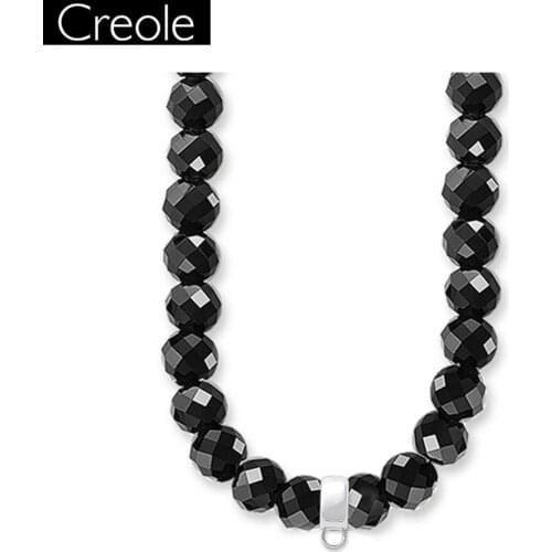 Black Onyx Strand Necklace with 925 Sterling Silver Carrier, 2018 Europe Style Fashion Jewelry