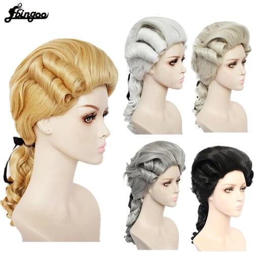 Ebingoo White Grey Black Lawyer Wig Baroque Curly Female Lawyer Judge Costume Wigs Deluxe Historical Long Synthetic Cosplay Wig