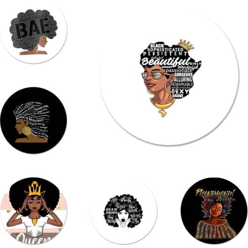 Queen Afro Melanin Poppin Black Girl Icons Pins Badge Decoration Brooches Metal Badges For Backpack Decoration