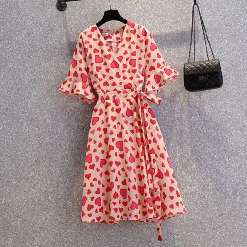 Plus size women Summer mini dresses 2021 korean turn V neck short sleeve patchwork print dresses for women casual vestidos