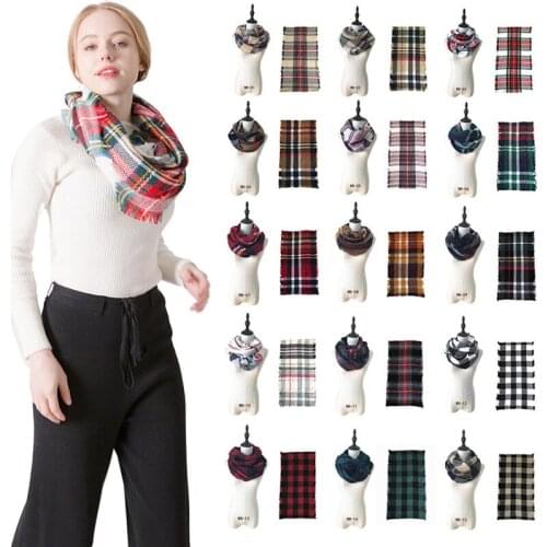 CH-530 Autumn Winter New Scarf For Women Tartan Blanket Basic Shawls Soft Plaid Warm Cashmere Scarves Female