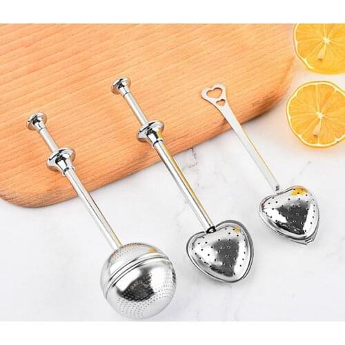 Tea Infuser Reusable Food Grade Stainless Steel Spherical Design Mesh Tea Strainer Diffuser Handle Tea Ball Match Tea Bags hot