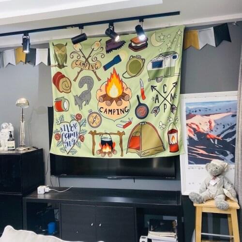 Nordic Bonfire Creative Hanging Fabric Background Wall Covering Home Decoration Wall Blanket Tapestry Bedroom Camping Towel