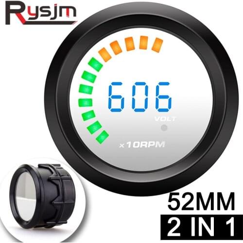 52mm Tachometer 0-9999 rpm meter + Voltmeter blue Backlight Electrical Gauge For Gasoline Motor Engine Electrical Tach Gauge Car