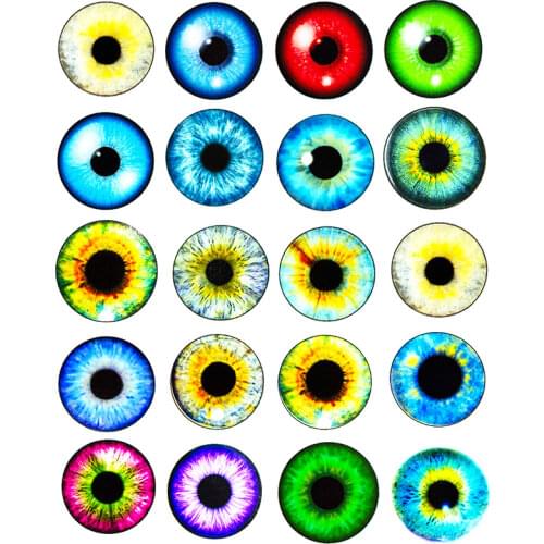 In Pairs Mixed with 8mm 10mm12mm 20mm 25mm Round Dragon Eyes Glass Cabochon Flatback Photo Cameo DIY Accessories