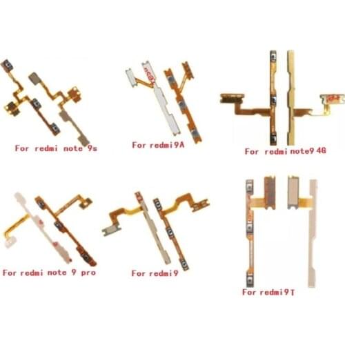10pcs For Xiaomi Redmi 9 9i 9A 9C Note 9t 9s 10T Power On Off Volume Up Down Switch Side Button Key Flex Cable Replacement Parts