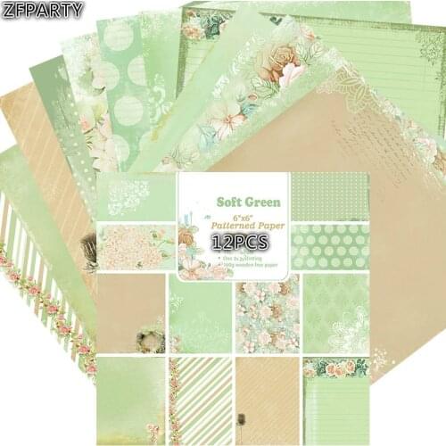 ZFPARTY 12pcs 6" Single-side Printed Green pattern creative papercraft art paper handmade scrapbooking kit set book