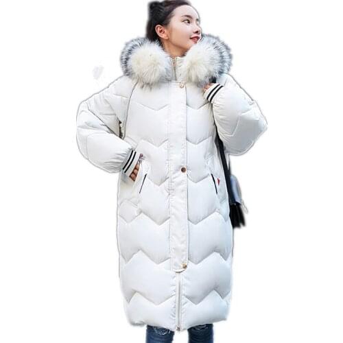 Top Winter Women Thicken Parkas 2018 New Fashion Women Down Cotton Jacket Hooded Large Fur Collar Winter Loose Women JacketsQ756