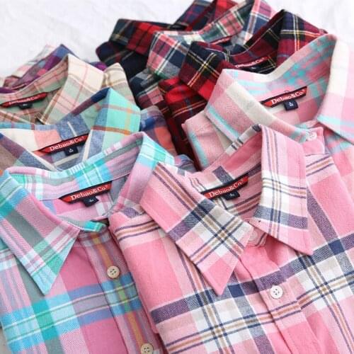Women Preppy Style Plaid Shirts Female Plaid Shirts Blouse Retro Long Sleeve Shirt Women Spring Autumn Shirts Multicolor Blouse