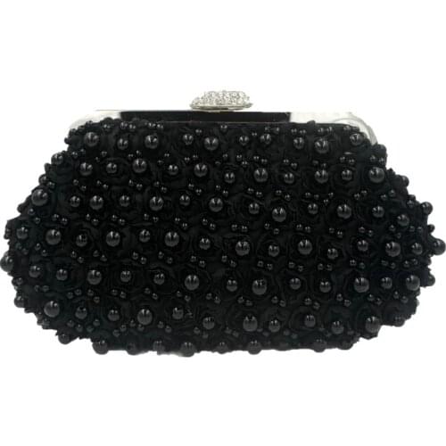Bling Bling Pearl Bridal Hand Bags White Black Evening Party Accessories 20 cm Fashion Wedding Bag For Women