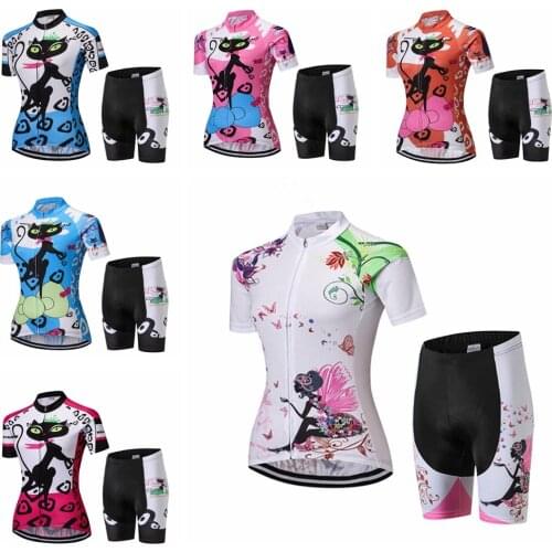 Cats Cycling jersey sets Women Bike Jersey shorts suit Ropa Ciclismo Mountain road MTB Clothing bicycle Top Bottom Padded Female