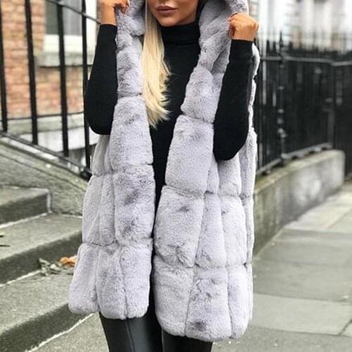 ZITY 2020 Autumn Winter Women 'S Sleeveles Vest Hoodie Warm Double Thickening Faux Fur Patchwork Female Winter Warm Jacket Outer