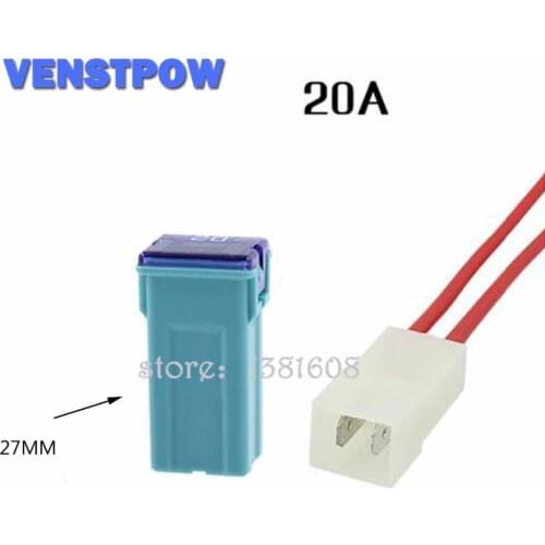 1PC 20A Waterproof Insurance Auto Square Fuse Tube PEC JT for Car Air Conditioning Insurance Fan + 2 Pins Socket