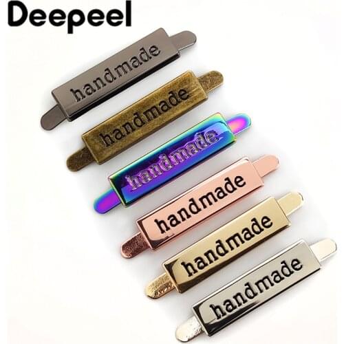 10/30/50pcs Deepeel 10x35mm Handmade Metal Bag Labels Tag Handcraft Decorative Buckles for Purse DIY Hardware Sewing Accessories