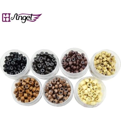 Angels 100pcs/jar 5.0*3.0*3.0mm Micro Silicone Lined Rings/Links/Beads MICRO Ring Link Crimp Beads Hair Extensions tools