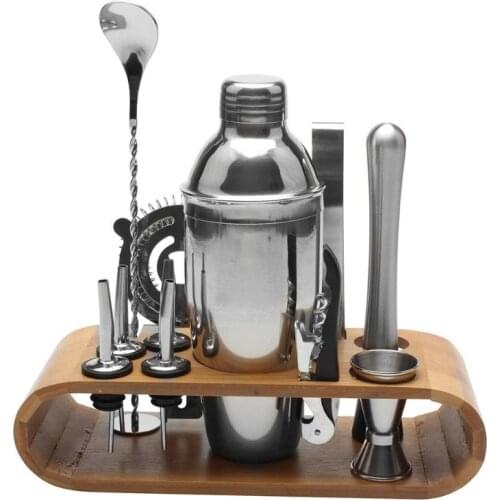 12pcs/set Stainless Steel Liquor Red Wine Cocktail Shaker Bar Wine Mixer Set Bartender Cocktail Hand Shaker Tool Kit with Holder