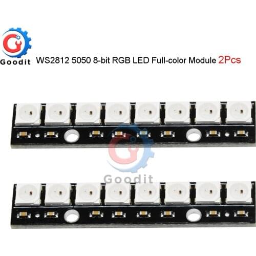 2Pcs/Lot LED PCB Board WS2812 RGB 5050 8 Bits 1x8 Pixel Panel Matrix Screen WS2812 IC Led Module 800Kbps