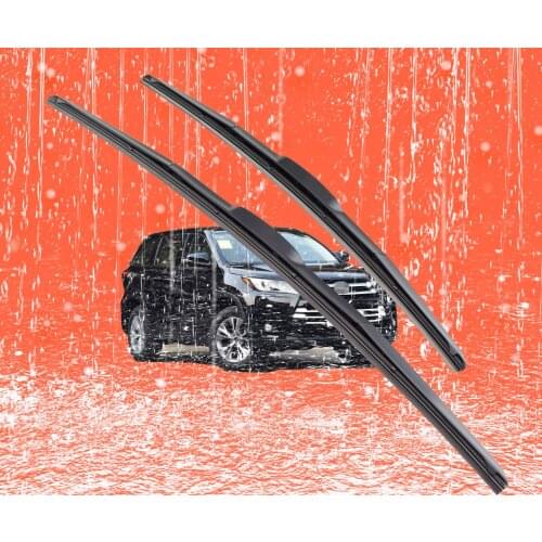 2 pcs Front Windshield Bracketless Wiper Blades Set 26"+20" for 2008-2018 Toyota Highlander