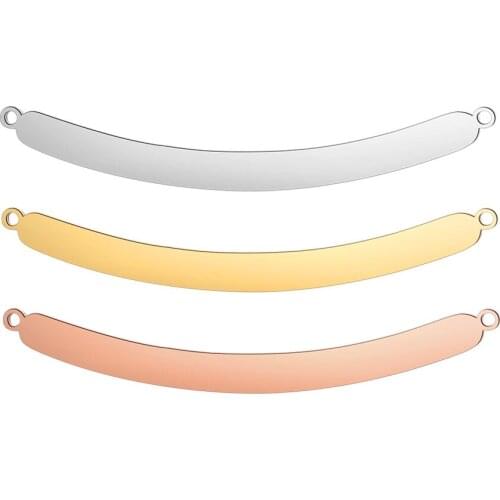 3pcs/lot 100% Stainless Steel Mirror Polished Engraving 64mm Long Curved Blank Bar Pendant Wholesale DIY Jewelry Making Pendant