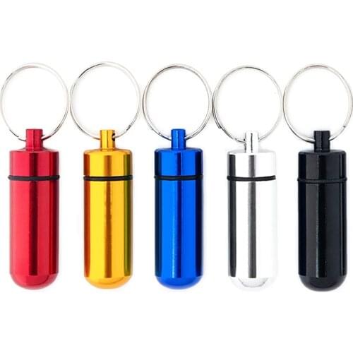 5pcs Aluminum Medicine Storage Bottle First Aid Pill Box Emergency Drug Container Keychain Carabiner Outdoor Camping Equipment