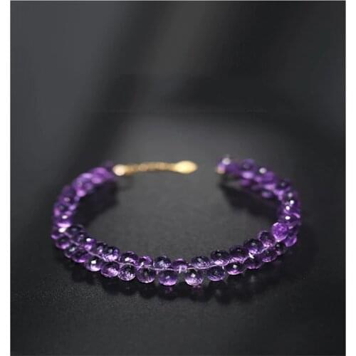 DAIMI Amethyst bracelet female gemstones genuine yellow 18K gold jewelry to give girlfriend a gift