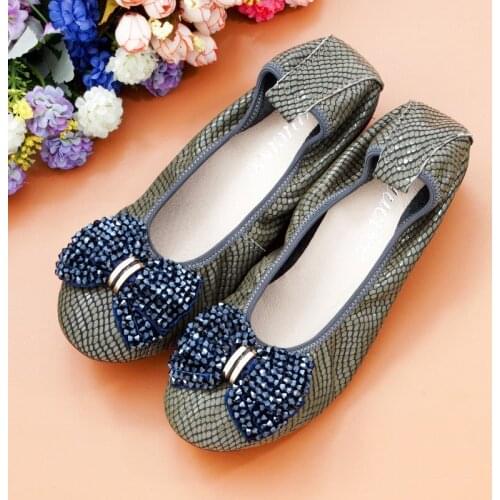 AUCVEE Plus Size 34-44 Women Shoes 2020 New Loafers Slip on Flats Shoes Woman Foldable Ballet Flats Ladies Shoes Zapatos Mujer