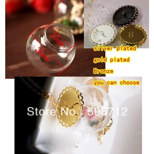 Free shipping!!!! 30mm Glass Globe Wiht Crown Pendant Locket Charm wide opening Bottle