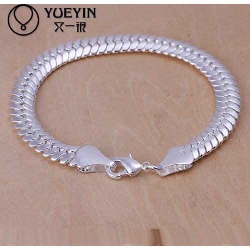 Silver plated bracelet for women men Lovers Unisex silver Jewelry pulseras mujer Hot Sale for girlfriend