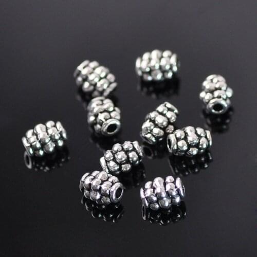 100pcs Tibetan Silver Metal 5x4mm Dot Oval Shape Loose Spacer Beads lot for Jewelry Making DIY Crafts Findings