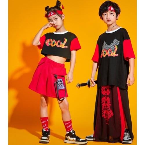 Kids Jazz Dance Performance Clothing Chinese Style Catwalk Show Costume Boys Girls Hip Hop Street Dance Clothing Suit YS2072