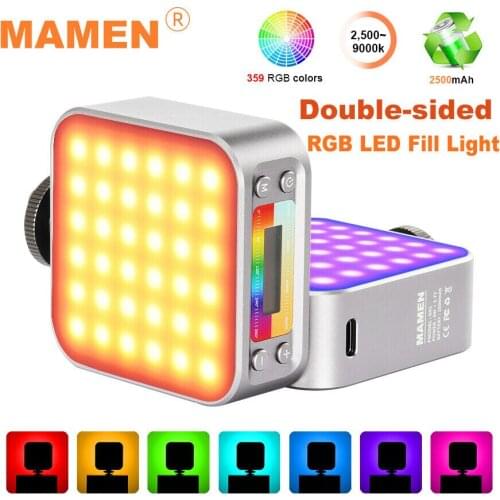 Mamen LED-D01 Double-sided LED RGB Fill Light Full Color 2500mAh Type-c Recharge